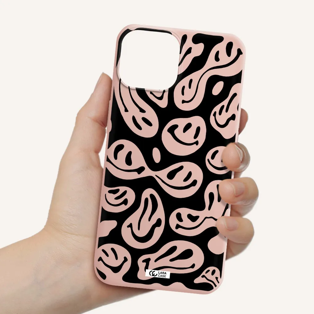 Smiley Faces Apple iPhone 13 Silicone pastel pink Case