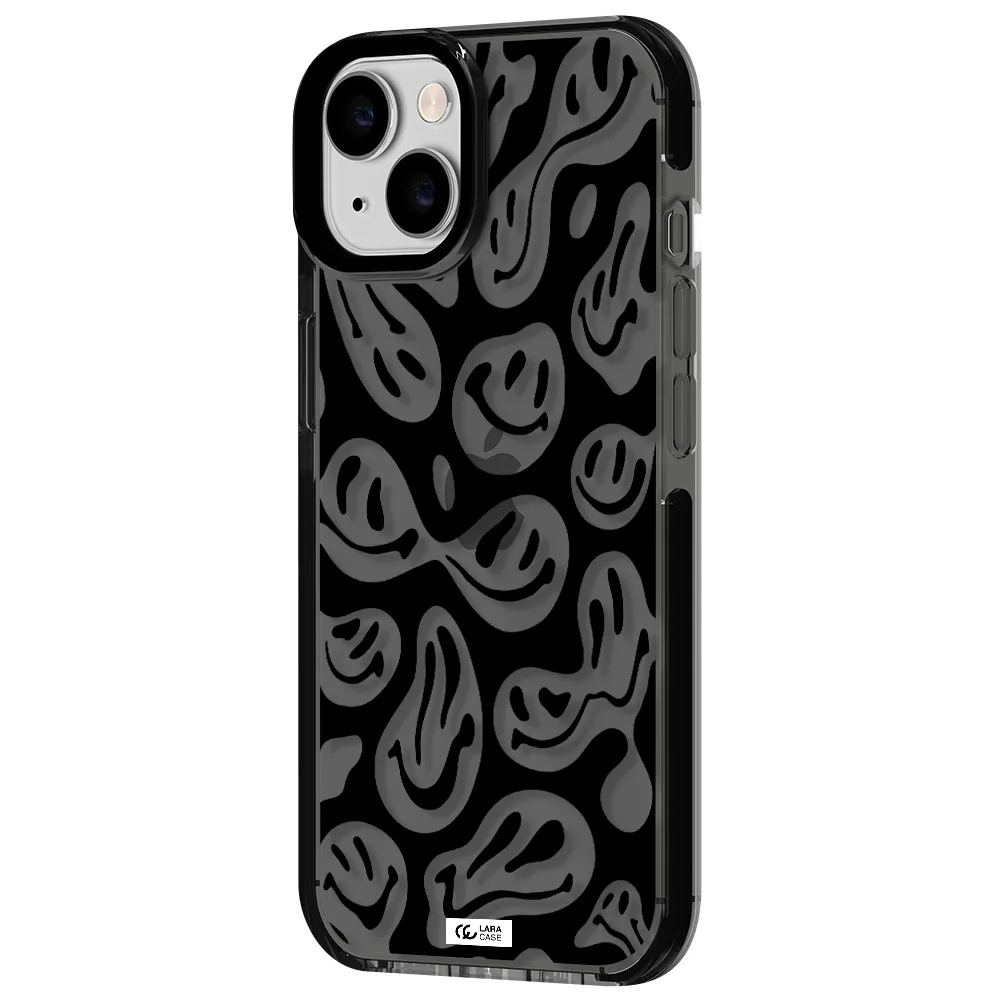 Smiley Faces Apple iPhone 14 impact Smoke Black Case