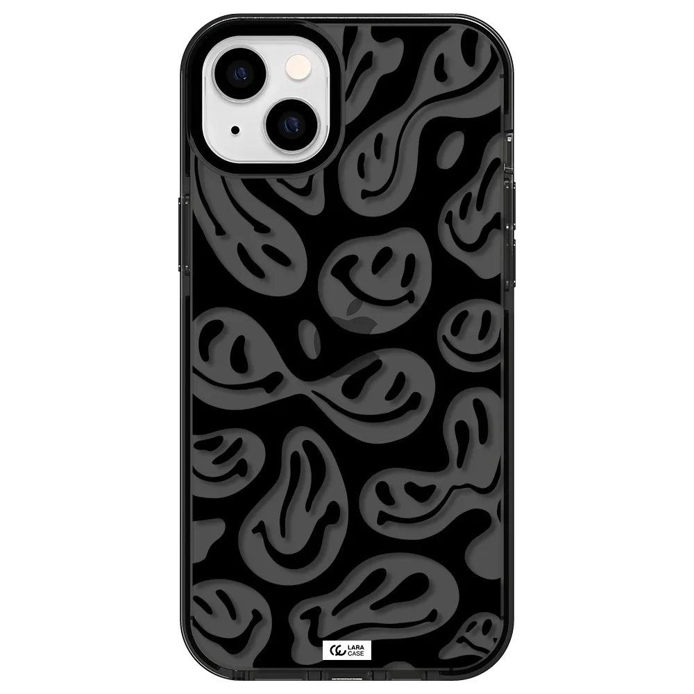 Smiley Faces Apple iPhone 14 plus impact Smoke Black Case