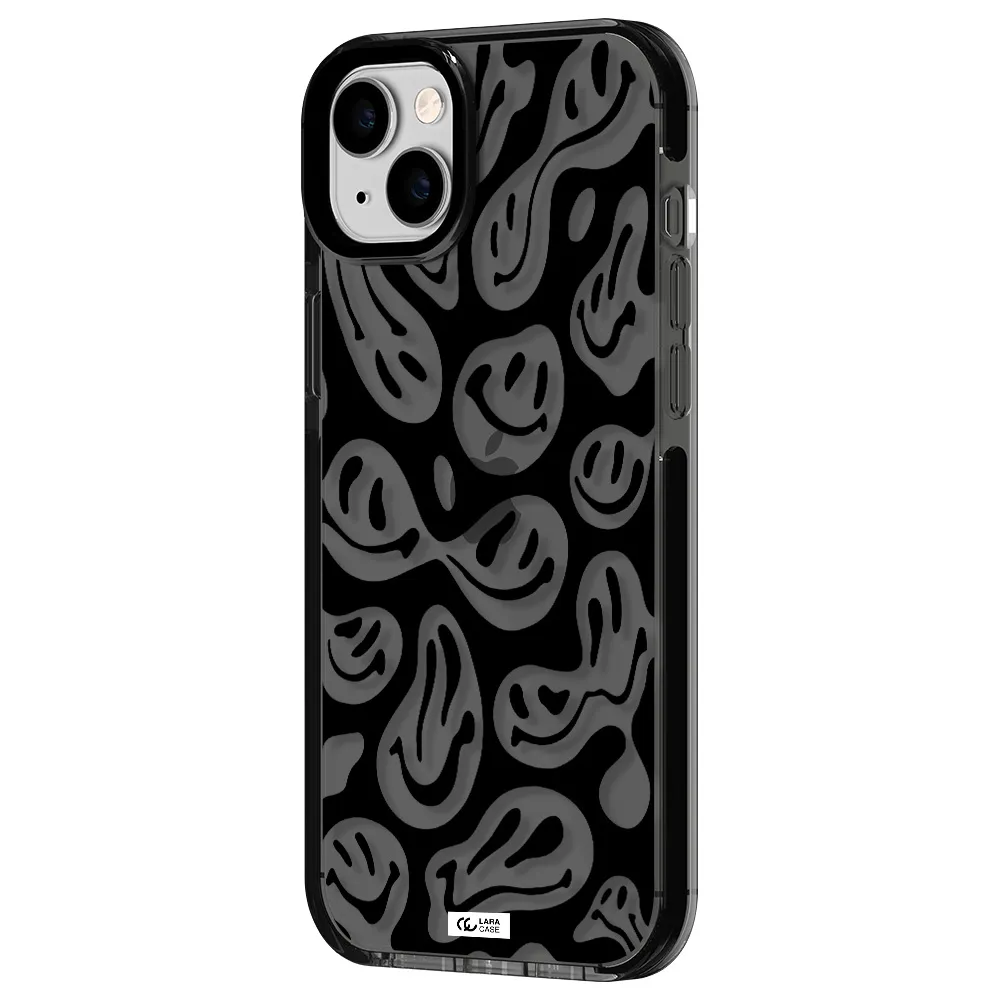 Smiley Faces Apple iPhone 14 plus impact Smoke Black Case