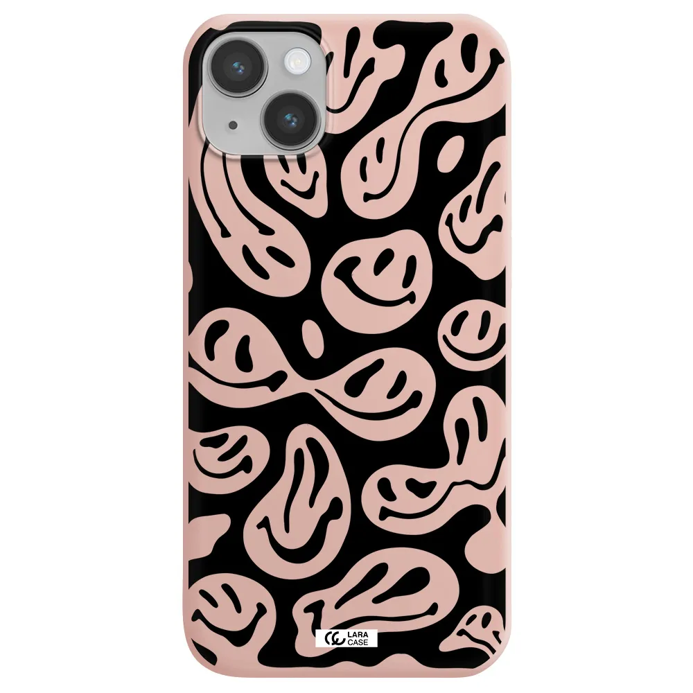 Smiley Faces Apple iPhone 14 plus Silicone pastel pink Case