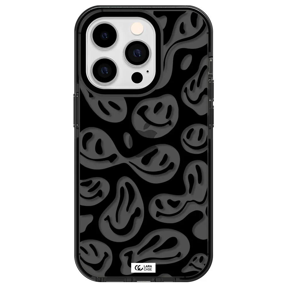 Smiley Faces Apple iPhone 14 pro impact Smoke Black Case