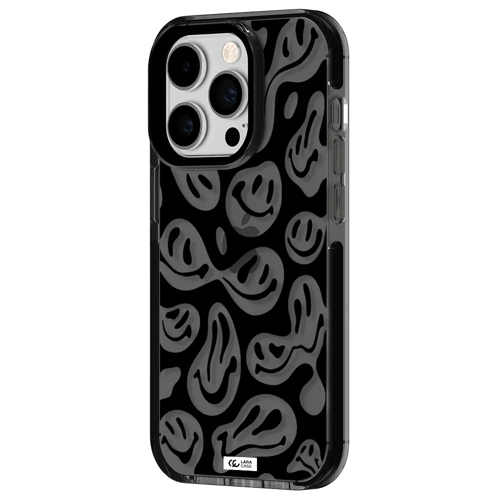 Smiley Faces Apple iPhone 14 pro impact Smoke Black Case
