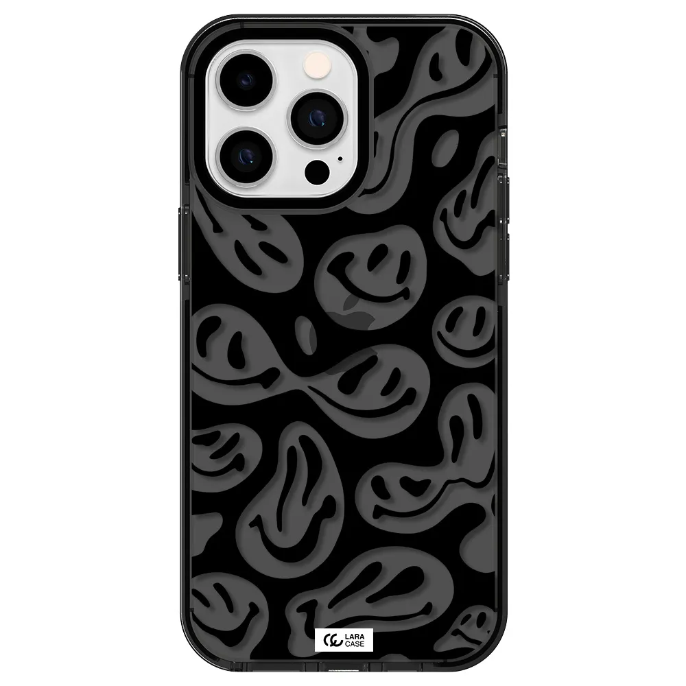 Smiley Faces Apple iPhone 14 pro max impact Smoke Black Case