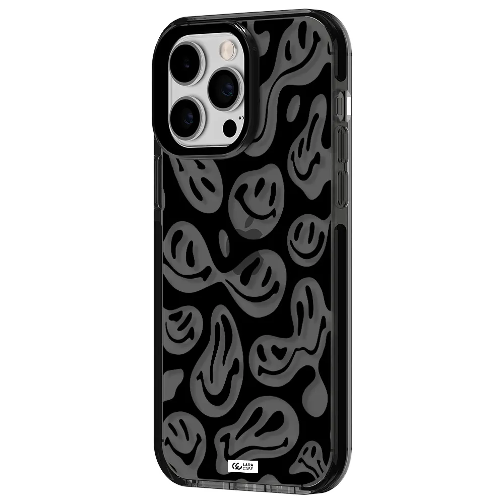 Smiley Faces Apple iPhone 14 pro max impact Smoke Black Case