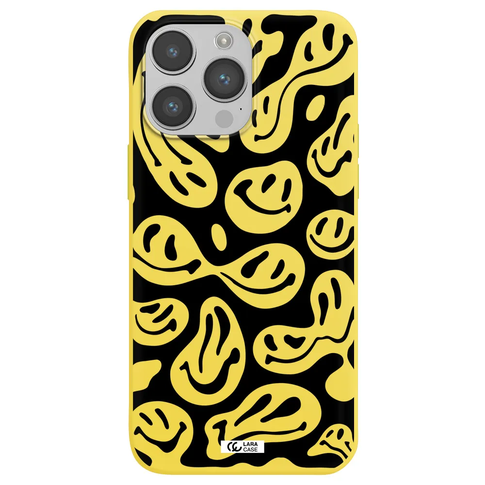 Smiley Faces Apple iPhone 14 pro Silicone canary yellow Case