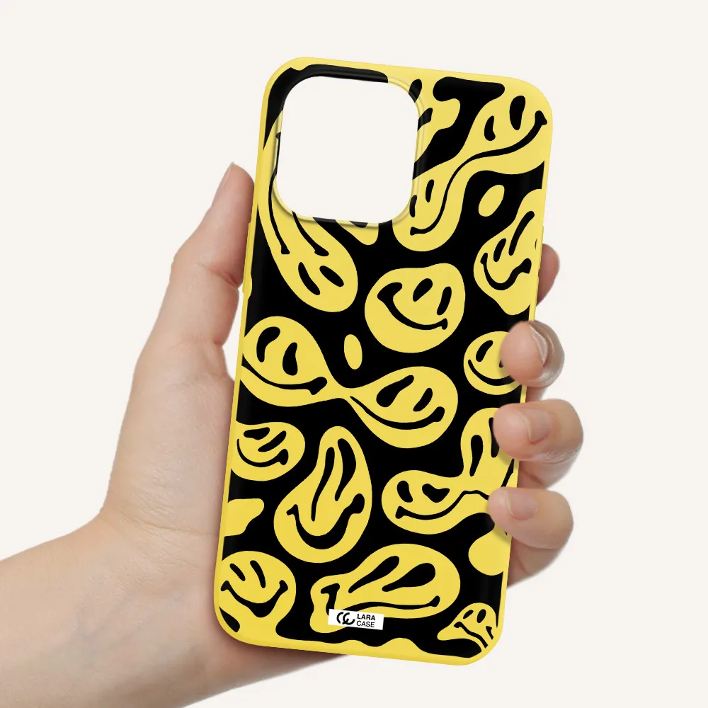 Smiley Faces Apple iPhone 14 pro Silicone canary yellow Case