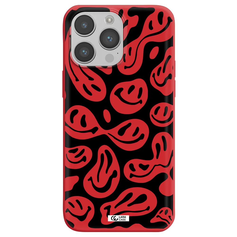 Smiley Faces Apple iPhone 14 pro Silicone Imperial Red Case