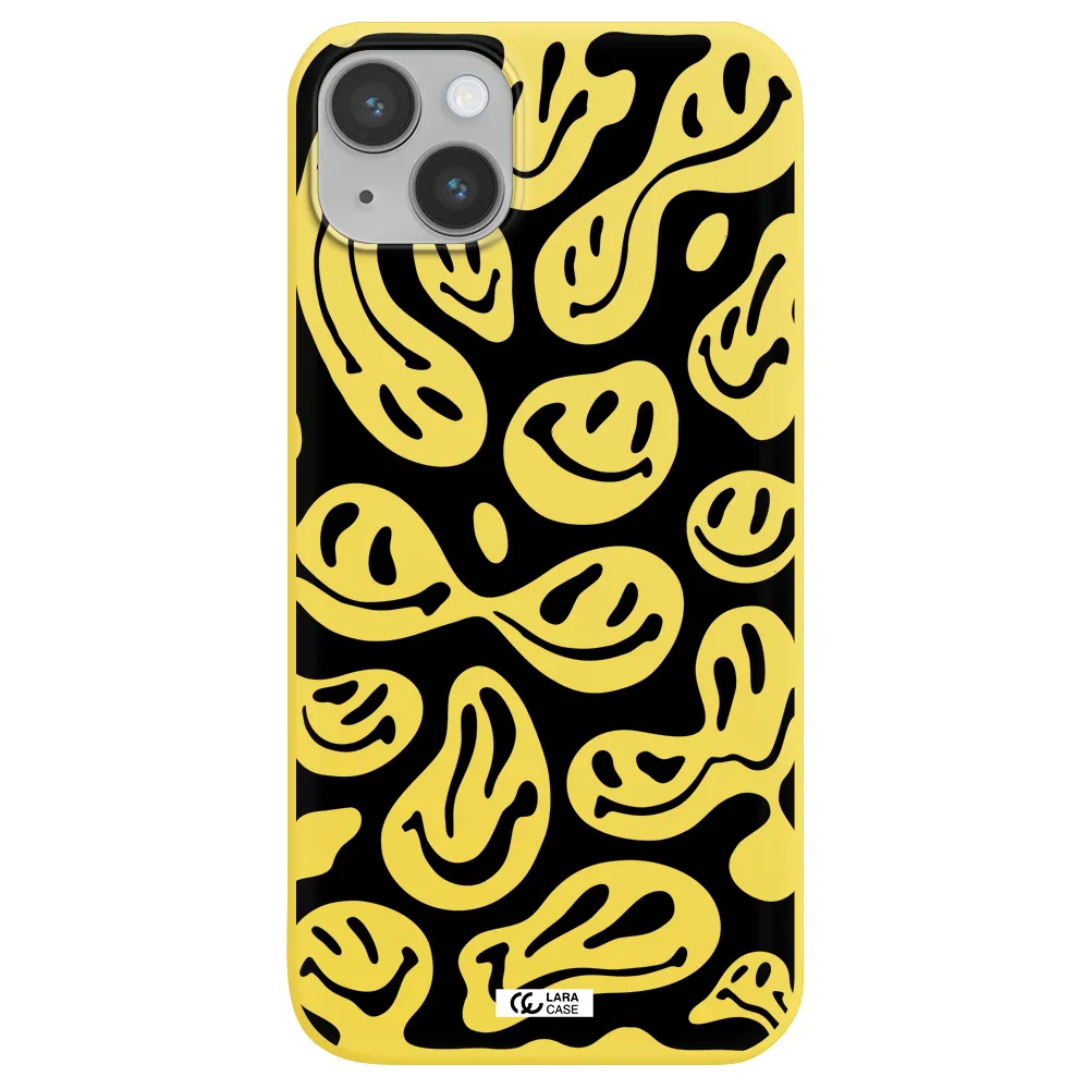Smiley Faces Apple iPhone 14 Silicone canary yellow Case