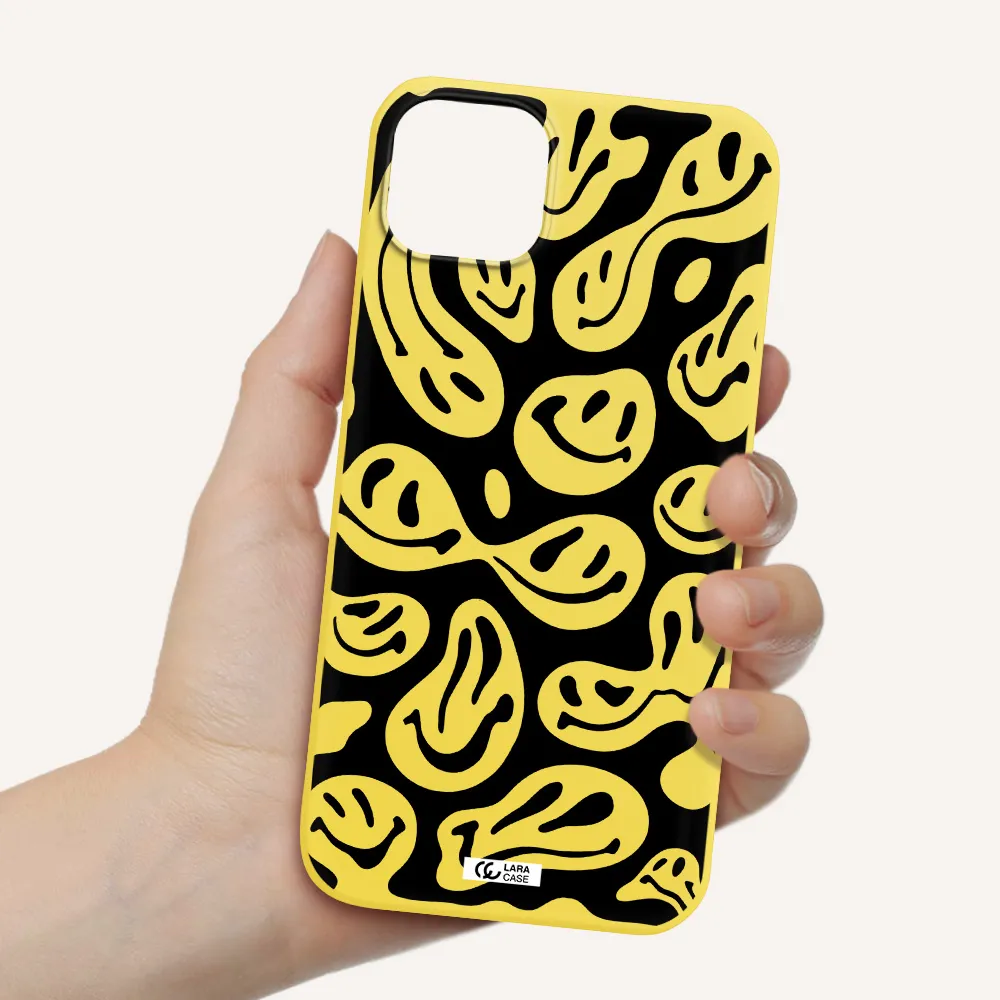 Smiley Faces Apple iPhone 14 Silicone canary yellow Case