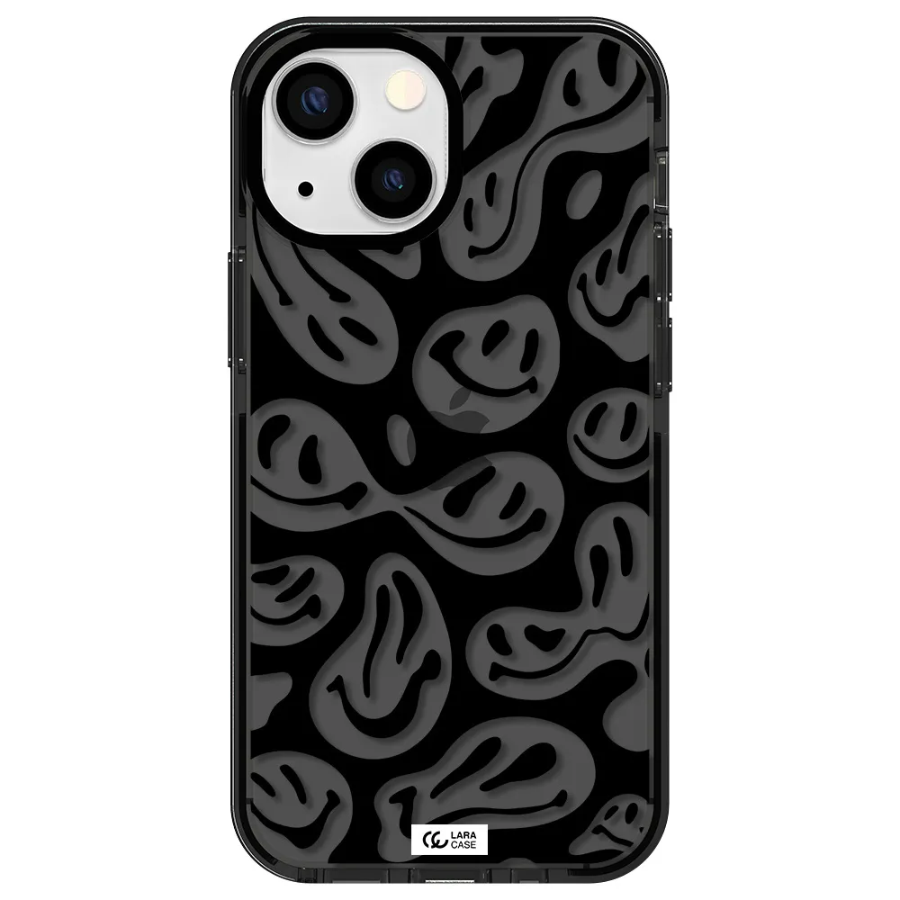 Smiley Faces Apple iPhone 15 impact Smoke Black Case
