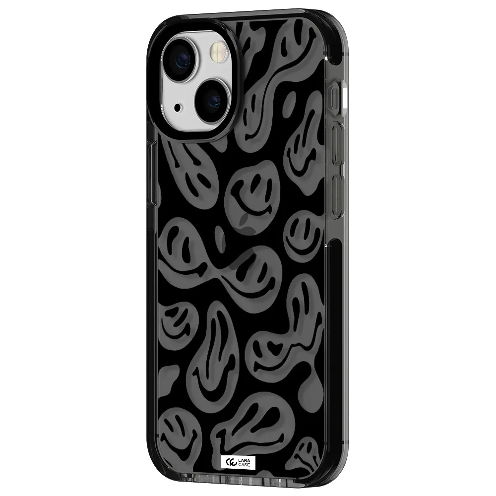 Smiley Faces Apple iPhone 15 impact Smoke Black Case