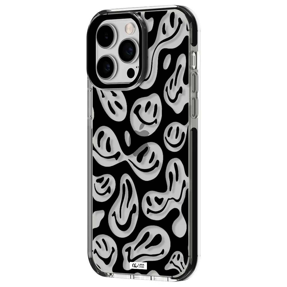 Smiley Faces Apple iPhone 15 Pro impact black border Case