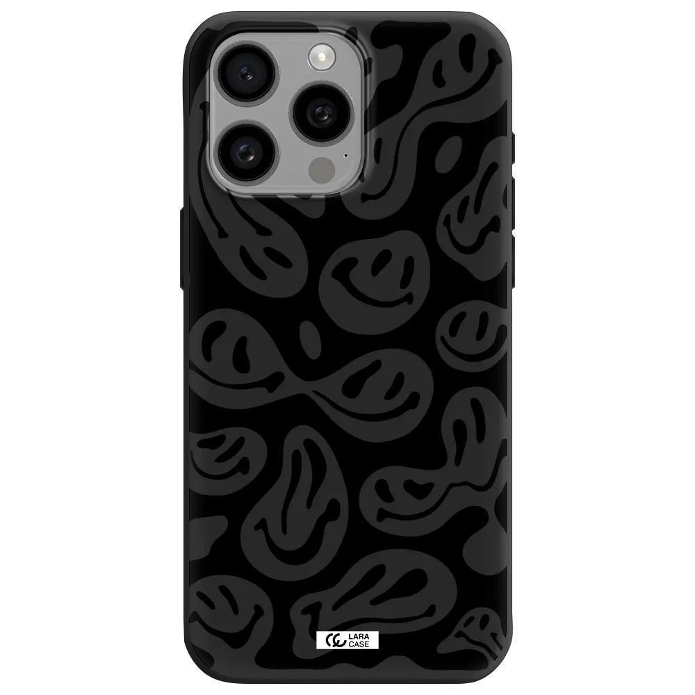 Smiley Faces Apple Iphone 15 Pro max Silicone black Case