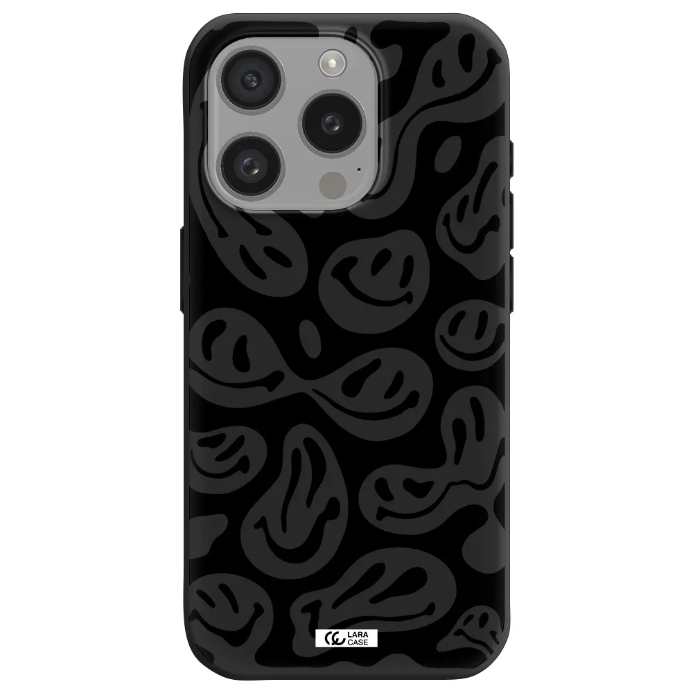 Smiley Faces Apple Iphone 15 Pro Silicone Black Case