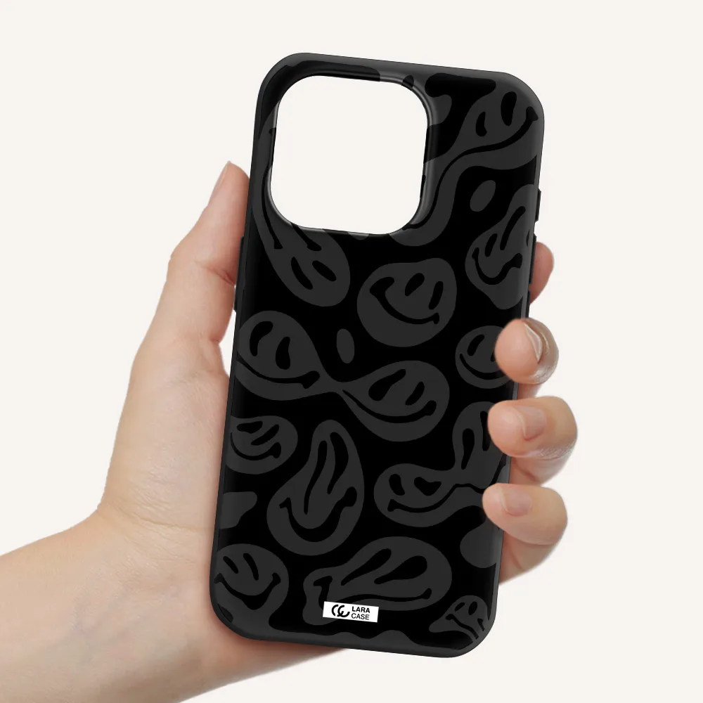 Smiley Faces Apple Iphone 15 Pro Silicone Black Case