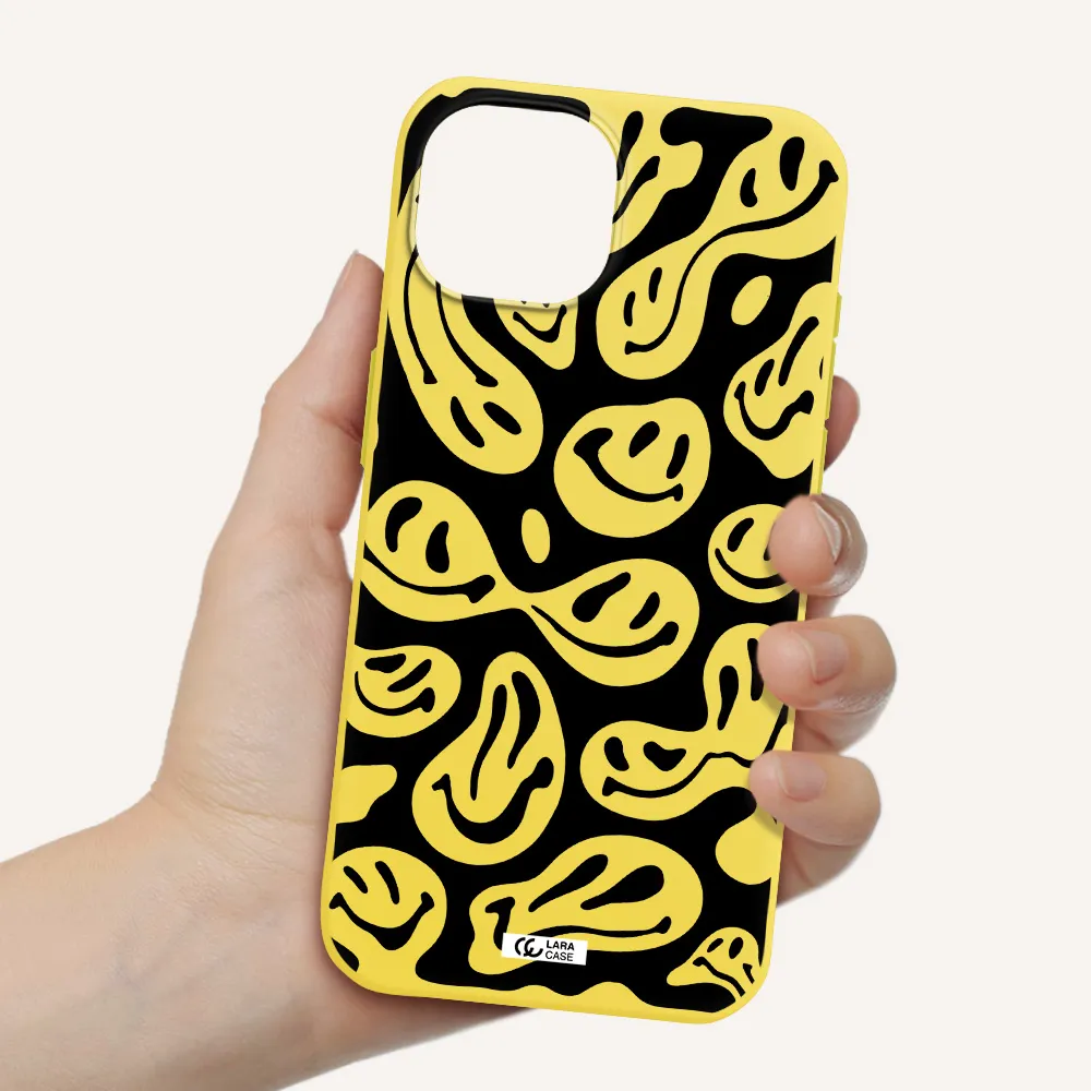 Smiley Faces Apple iPhone 15 Silicone canary yellow Case