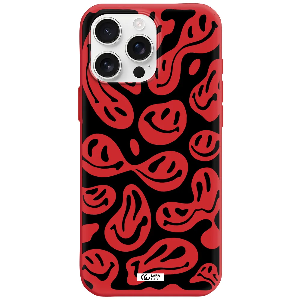 Smiley Faces Apple Iphone 16 Pro Max Silicone Imperial Red Case