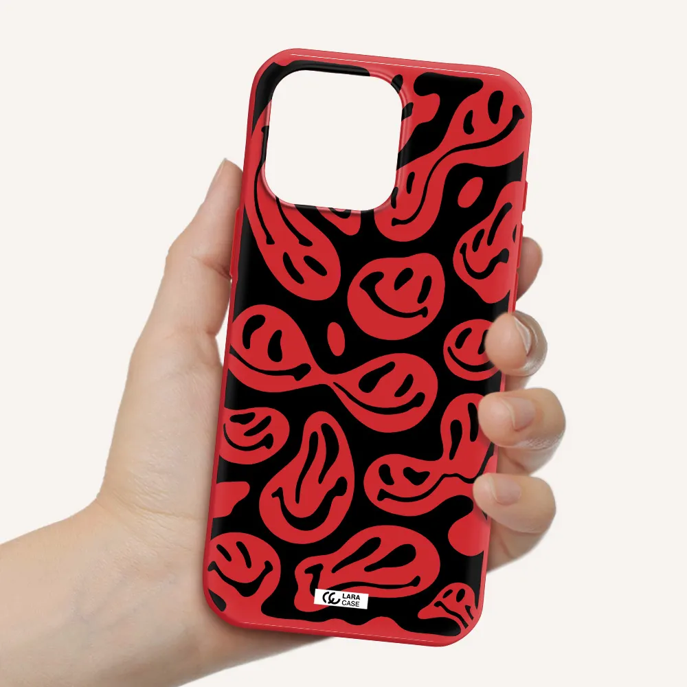 Smiley Faces Apple Iphone 16 Pro Max Silicone Imperial Red Case