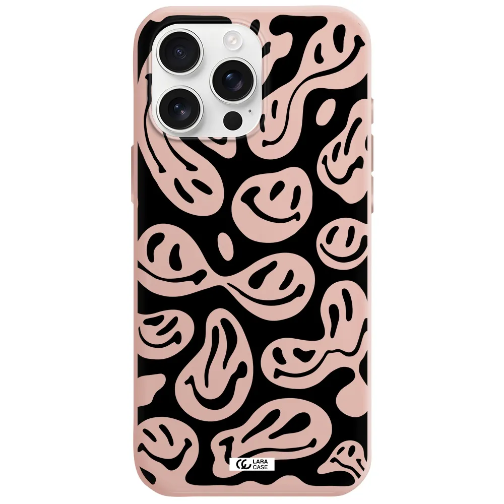 Smiley Faces Apple Iphone 16 Pro Max Silicone Pastel Pink Case