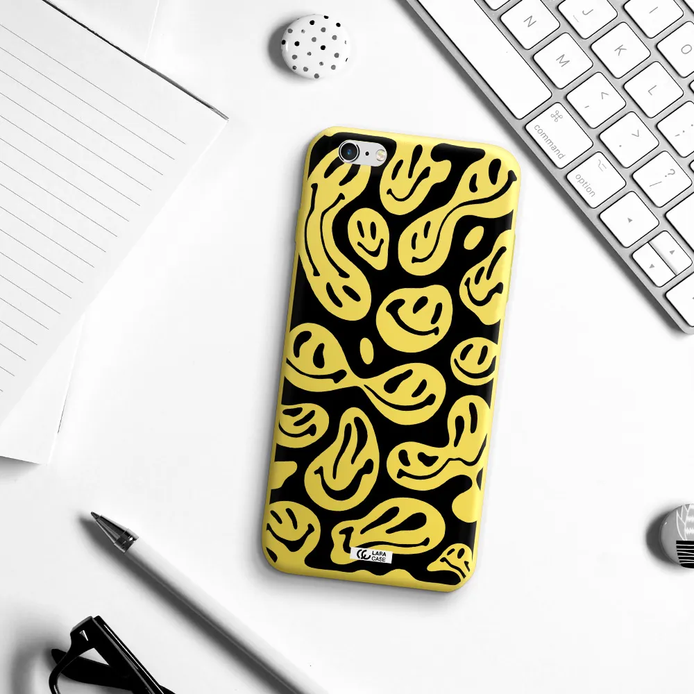 Smiley Faces Apple iPhone 6 plus Silicone canary yellow Case