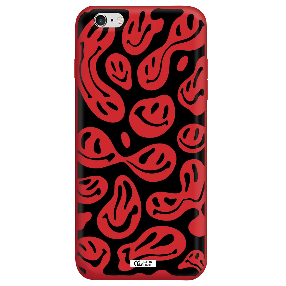 Smiley Faces Apple iPhone 6 plus Silicone Imperial Red Case