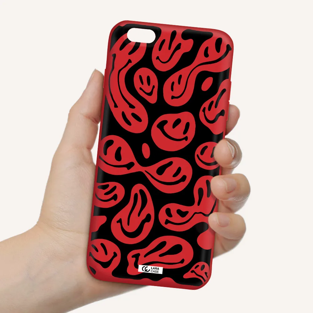 Smiley Faces Apple iPhone 6 plus Silicone Imperial Red Case