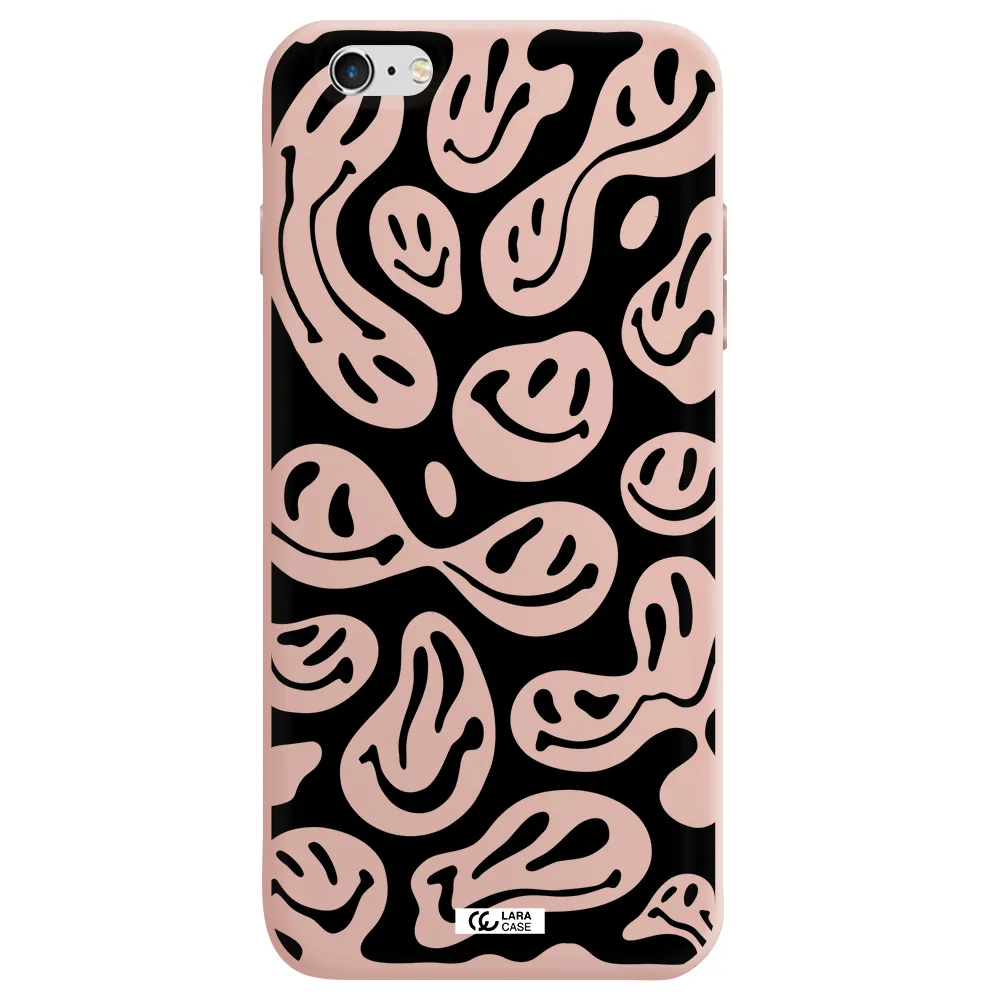 Smiley Faces Apple iPhone 6 s plus Silicone pastel pink Case