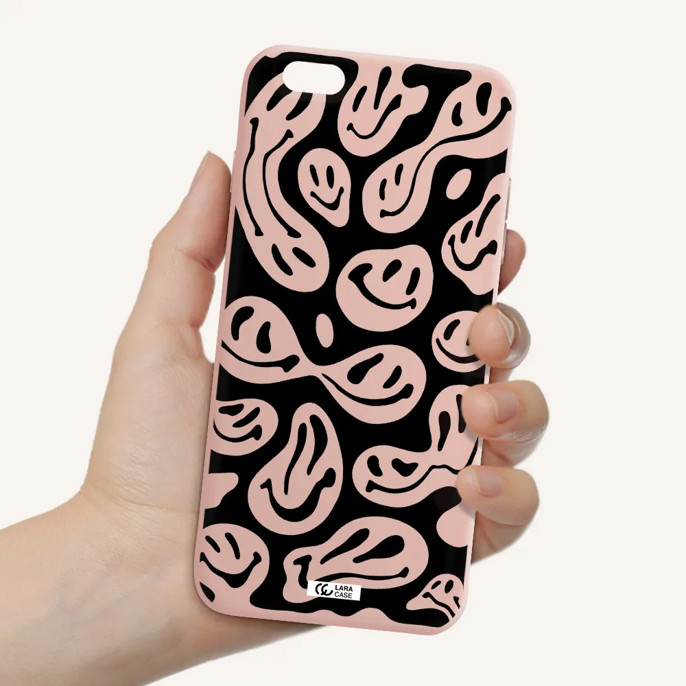 Smiley Faces Apple iPhone 6 s plus Silicone pastel pink Case