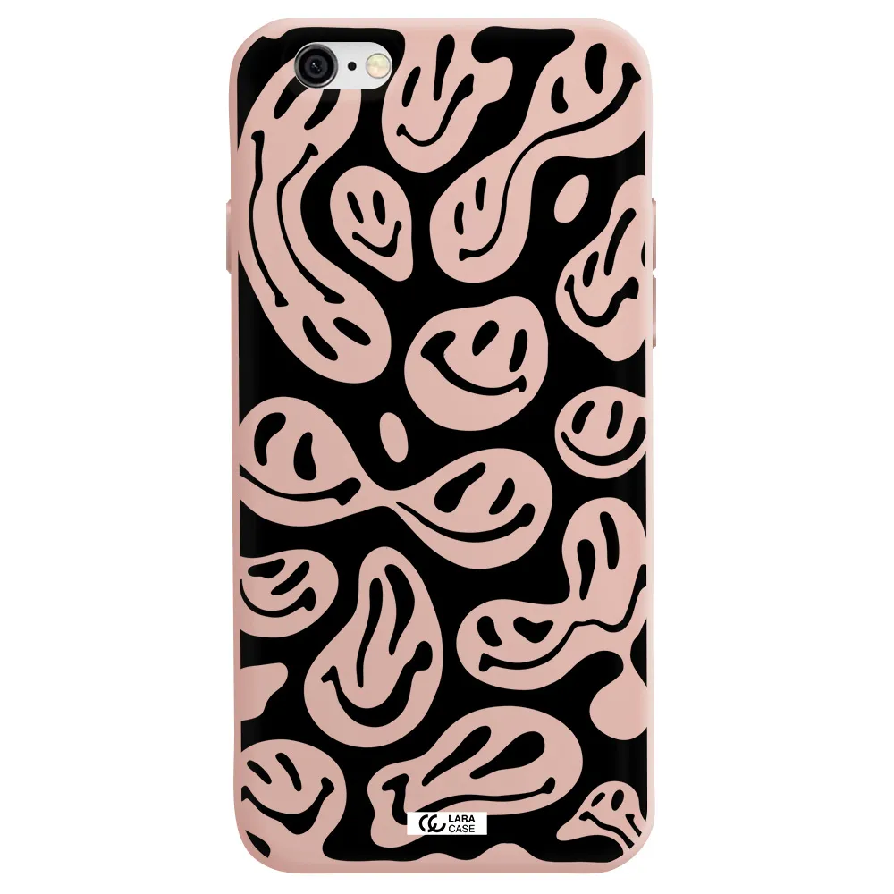 Smiley Faces Apple iPhone 6 Silicone pastel pink Case