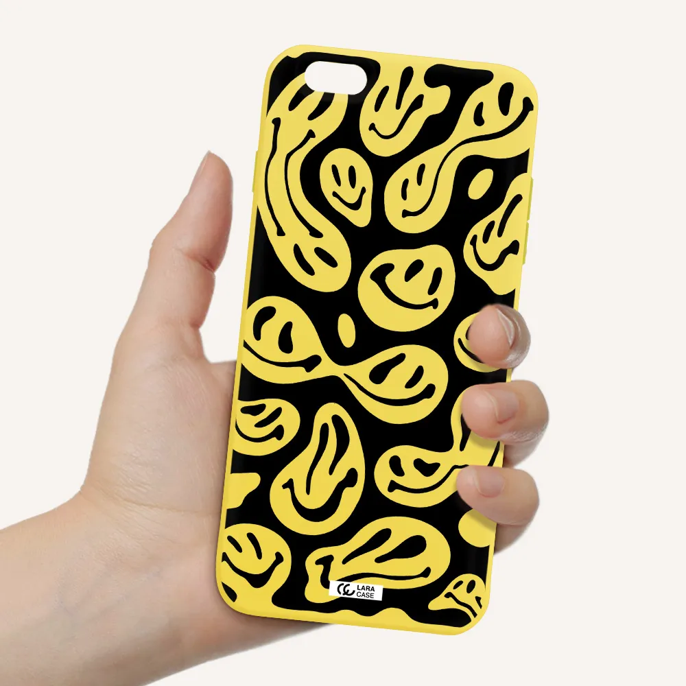 Smiley Faces Apple iPhone 6S Silicone canary yellow Case