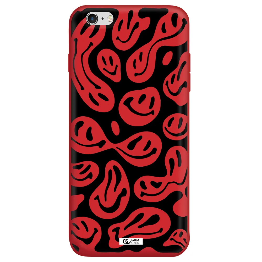 Smiley Faces Apple iPhone 6S Silicone Imperial Red Case