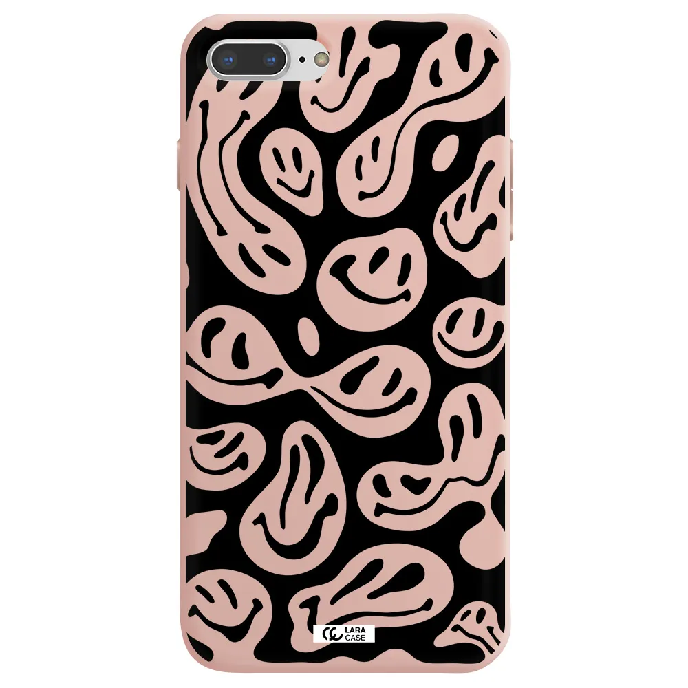 Smiley Faces Apple iPhone 7 plus Silicone pastel pink Case