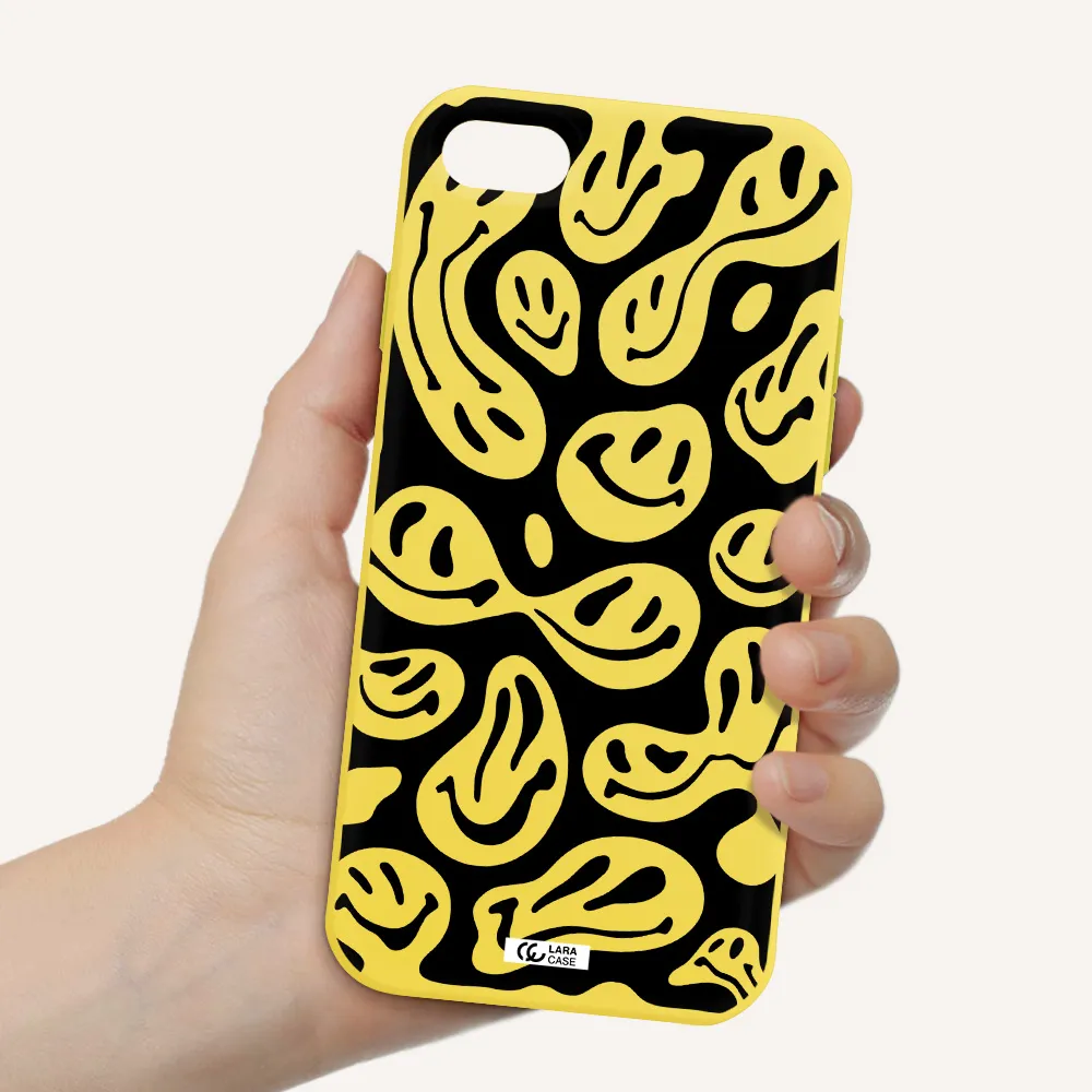 Smiley Faces Apple iPhone 7 Silicone canary yellow Case
