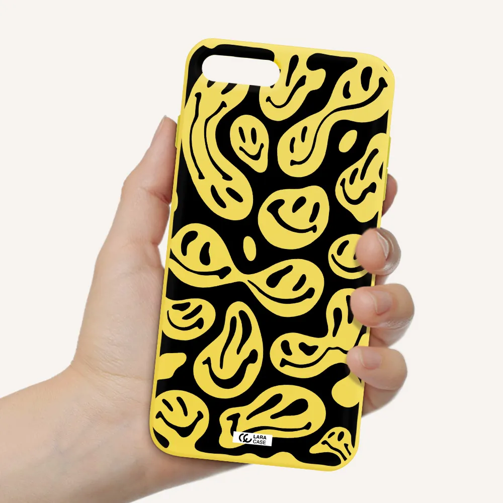 Smiley Faces Apple iPhone 8 plus Silicone canary yellow Case