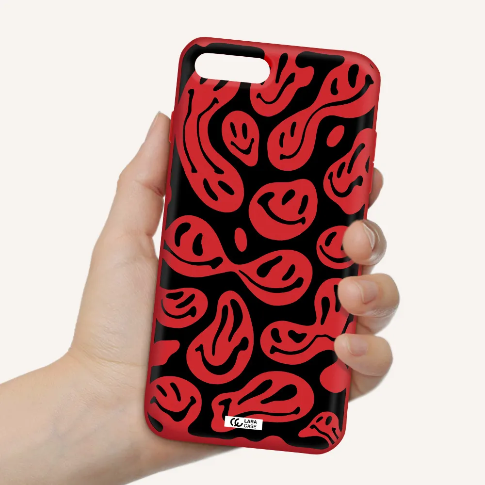 Smiley Faces Apple iPhone 8 plus Silicone Imperial Red Case