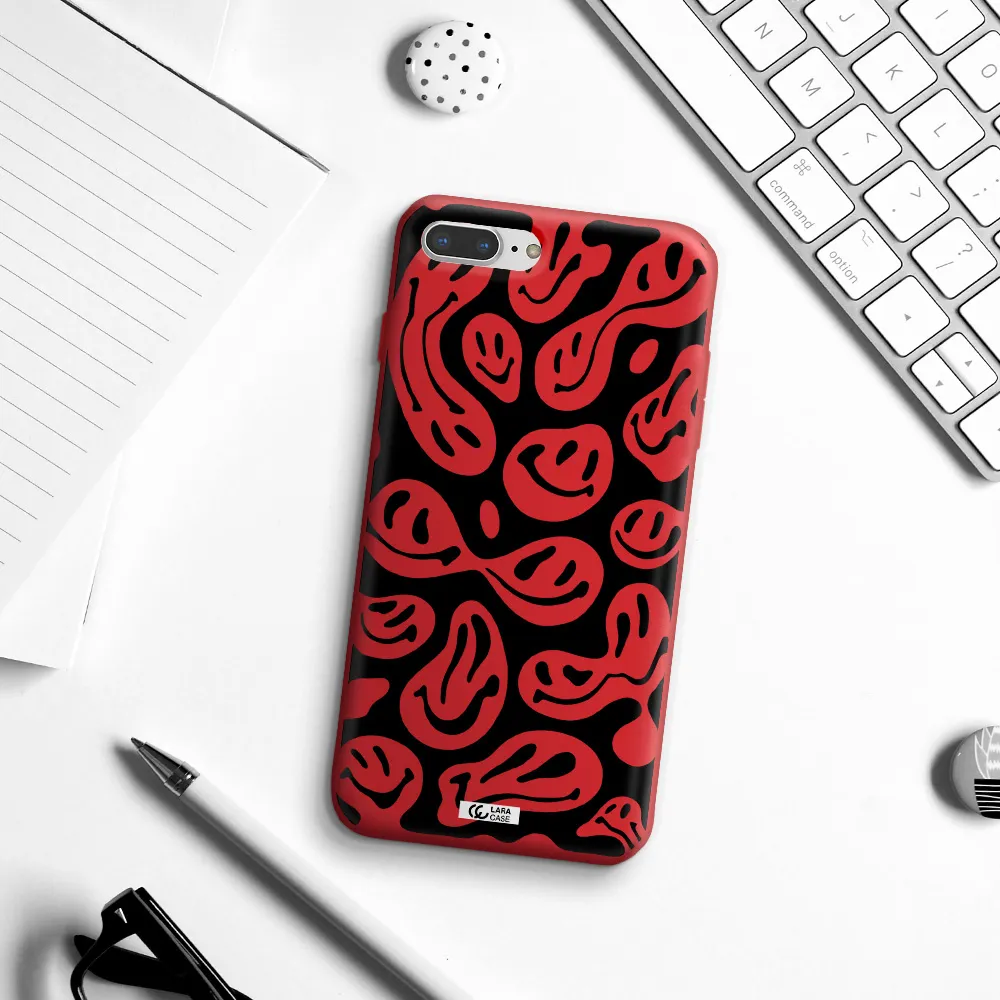 Smiley Faces Apple iPhone 8 plus Silicone Imperial Red Case