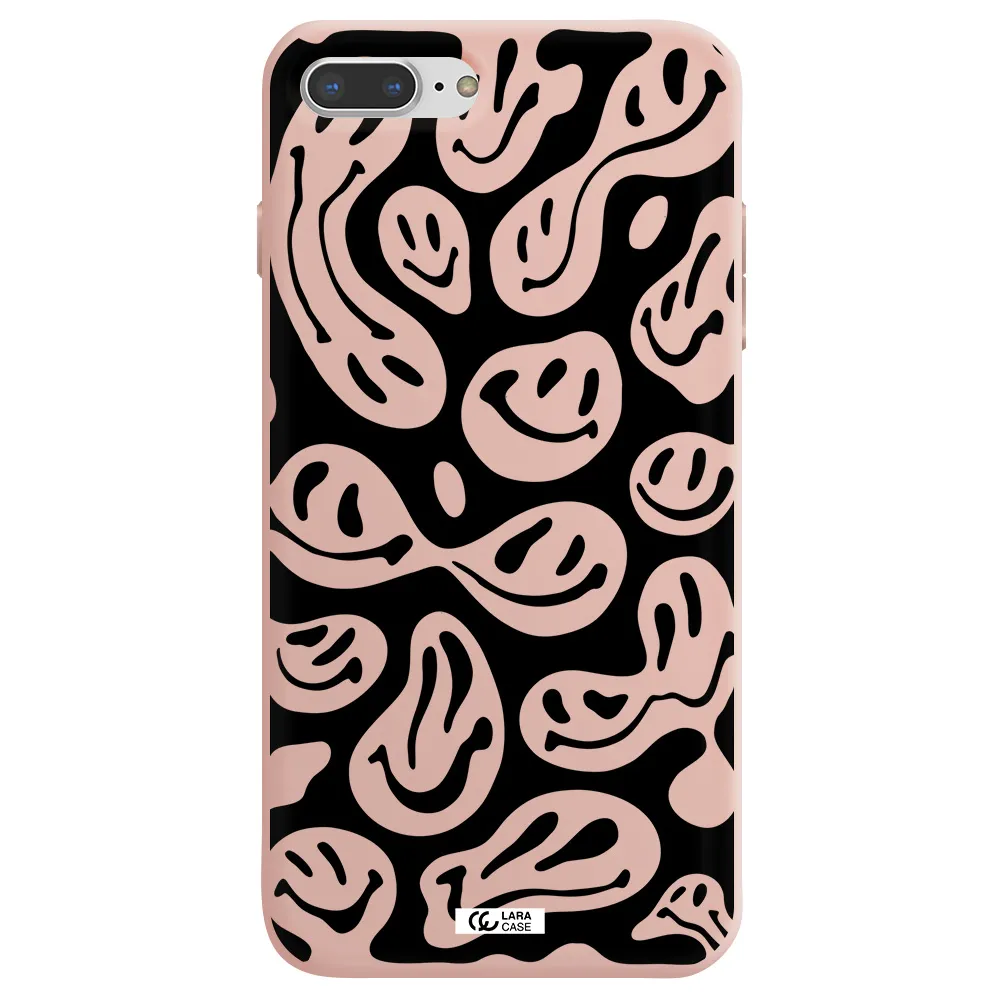 Smiley Faces Apple iPhone 8 plus Silicone pastel pink Case