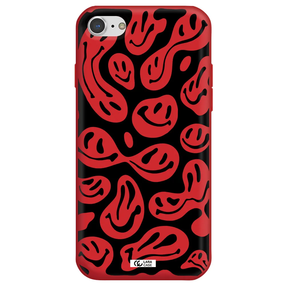 Smiley Faces Apple iPhone 8 Silicone Imperial Red Case
