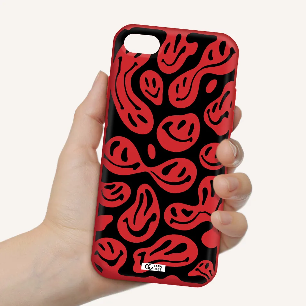Smiley Faces Apple iPhone 8 Silicone Imperial Red Case