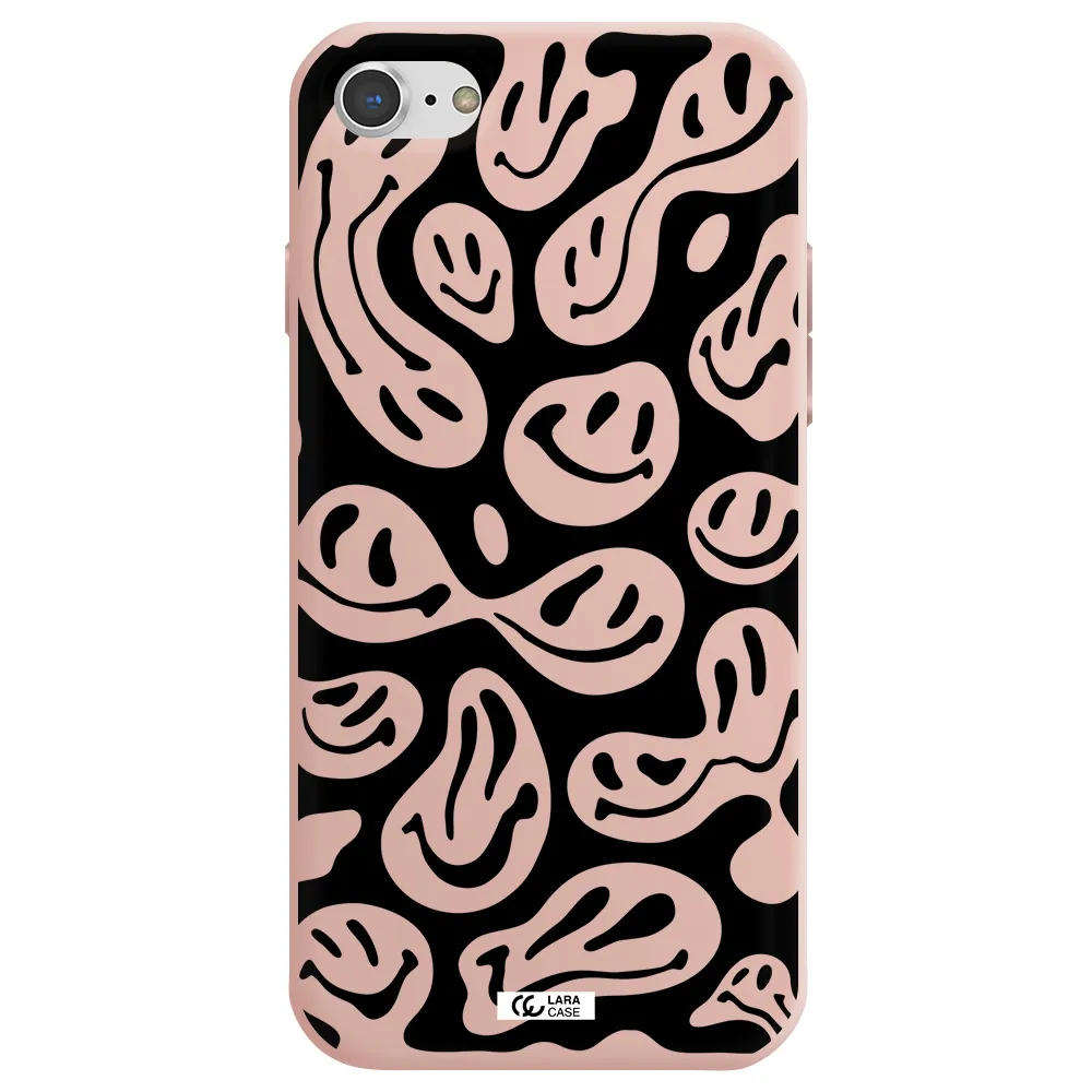Smiley Faces Apple iPhone 8 Silicone pastel pink Case