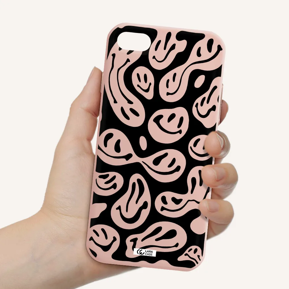 Smiley Faces Apple iPhone 8 Silicone pastel pink Case