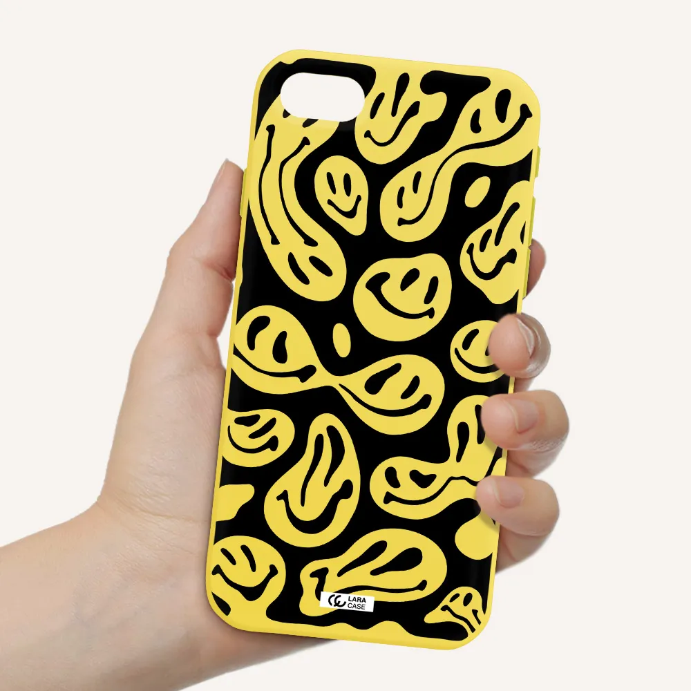 Smiley Faces Apple iPhone se 2020 Silicone canary yellow Case