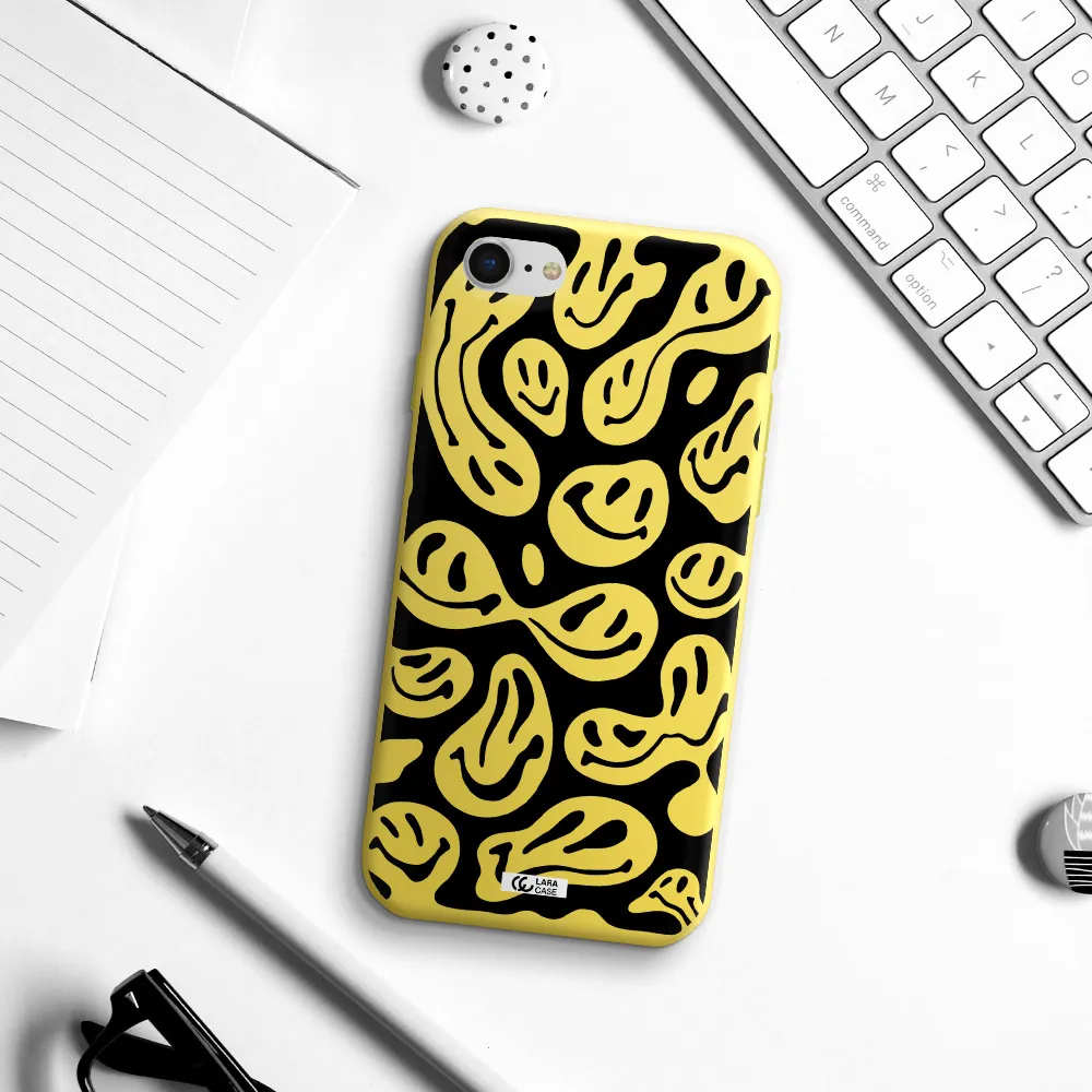 Smiley Faces Apple iPhone se 2020 Silicone canary yellow Case