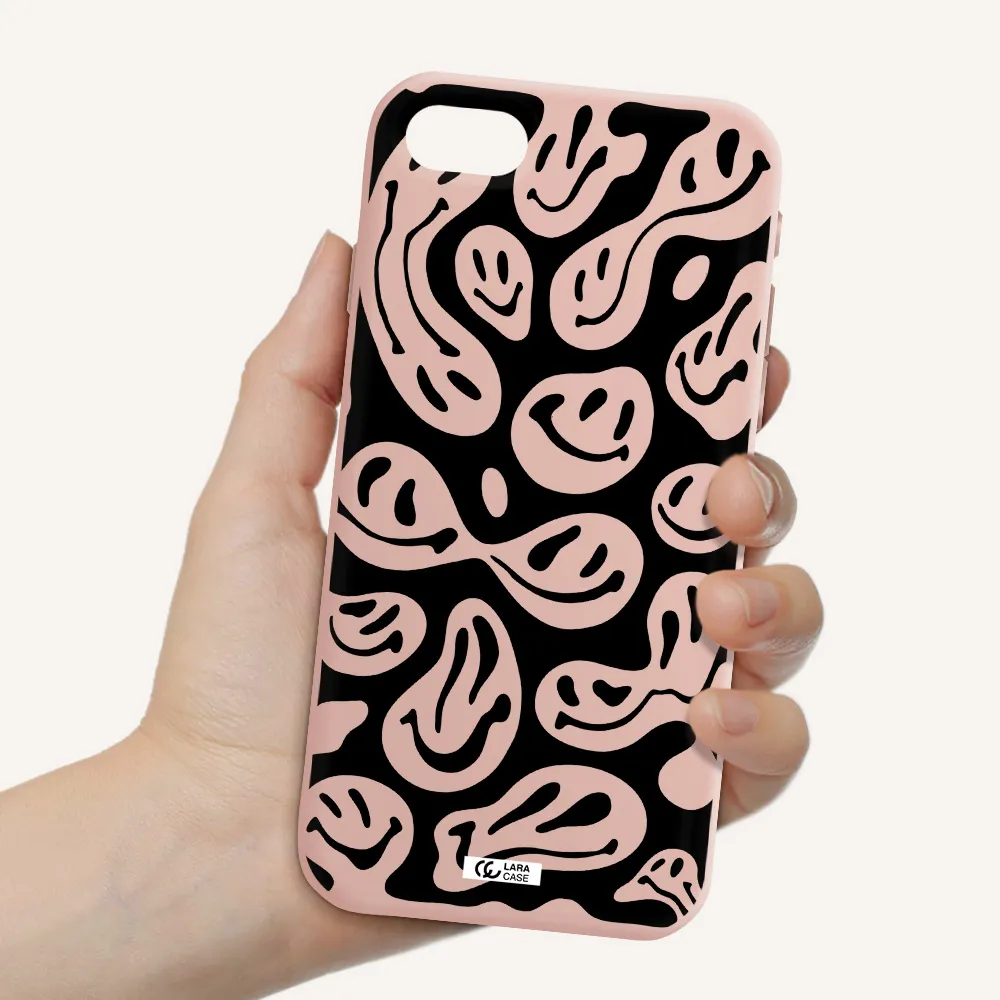 Smiley Faces Apple iPhone se 2020 Silicone pastel pink Case