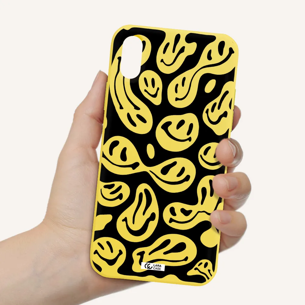 Smiley Faces Apple iPhone X Silicone canary yellow Case