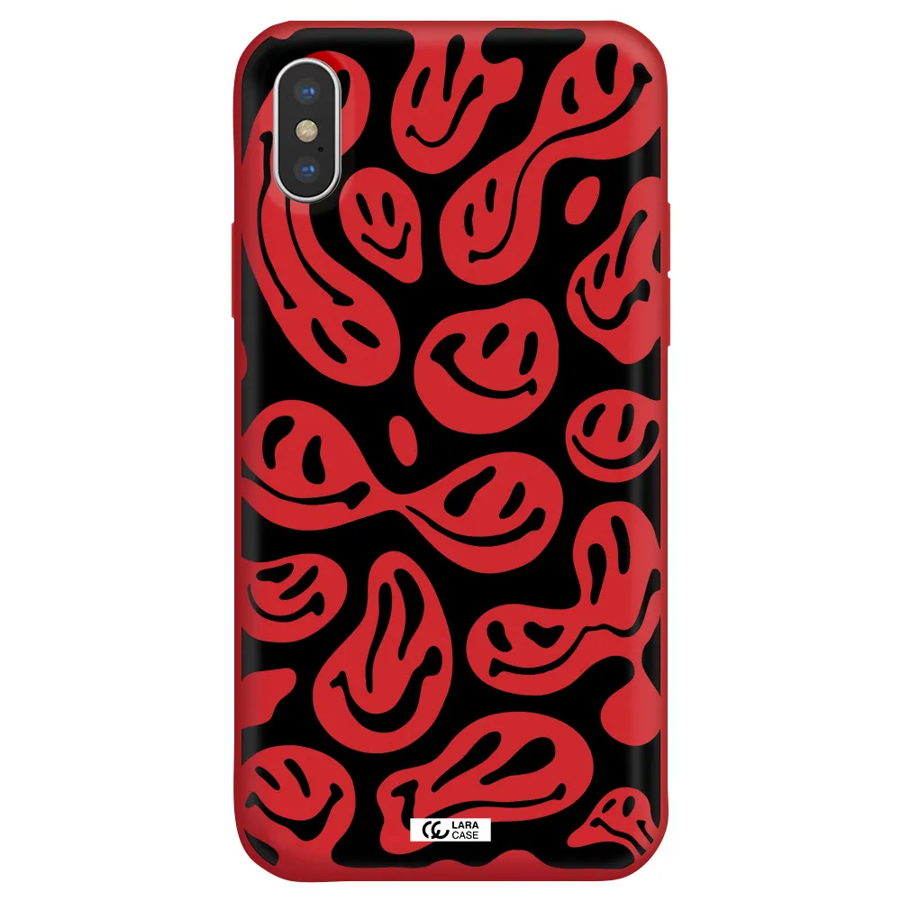 Smiley Faces Apple iPhone X Silicone Imperial Red Case