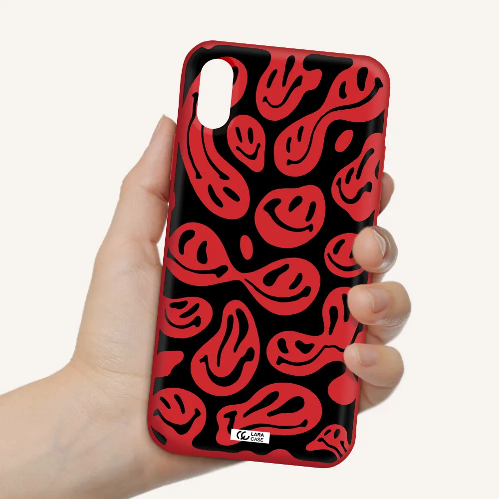 Smiley Faces Apple iPhone X Silicone Imperial Red Case