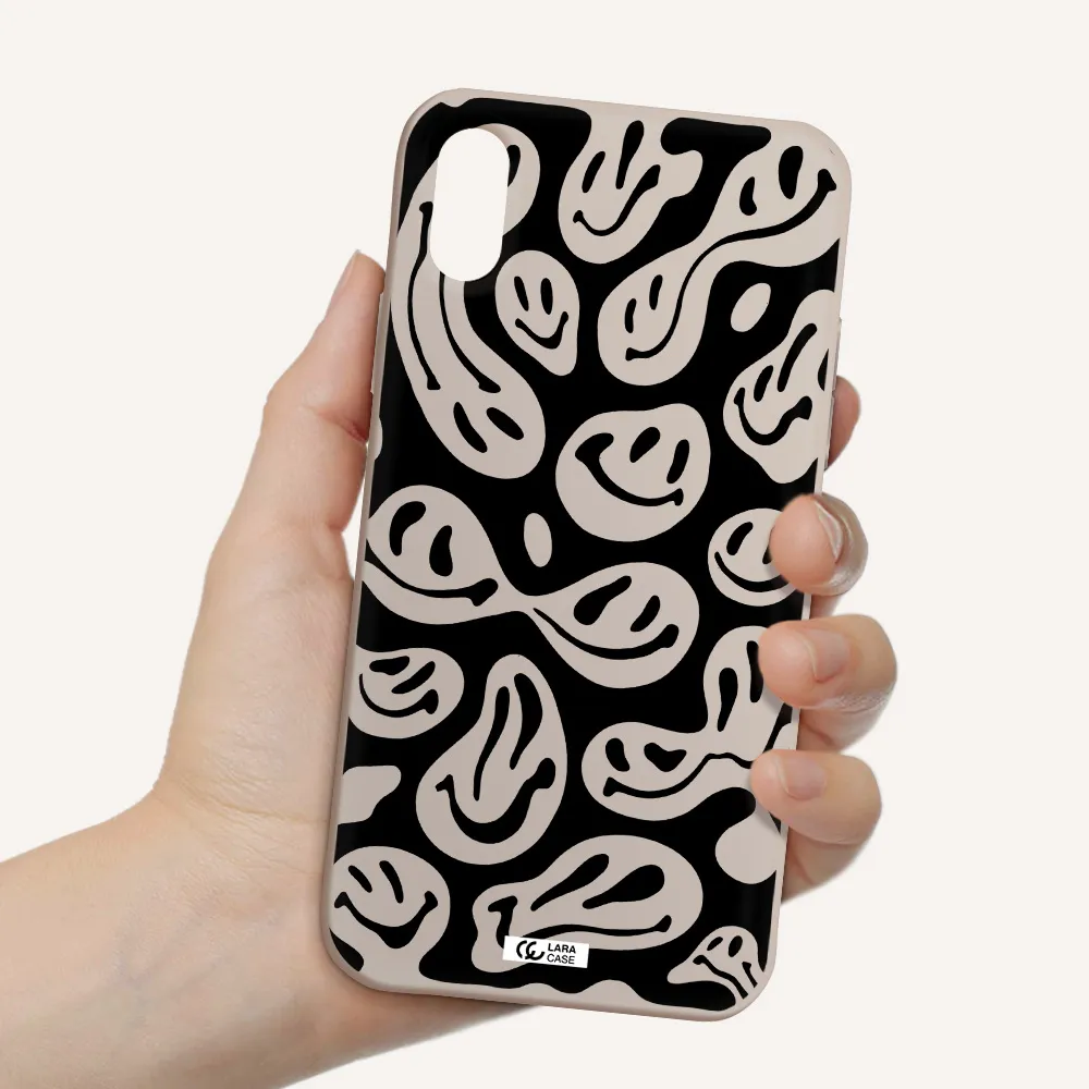 Smiley Faces Apple iPhone X Silicone Stone Case