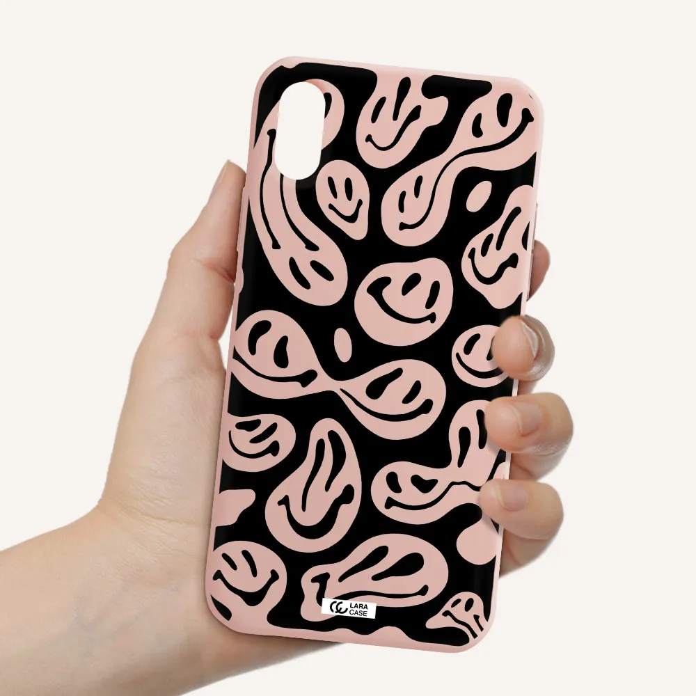 Smiley Faces Apple iPhone XS Silicone pastel pink Case